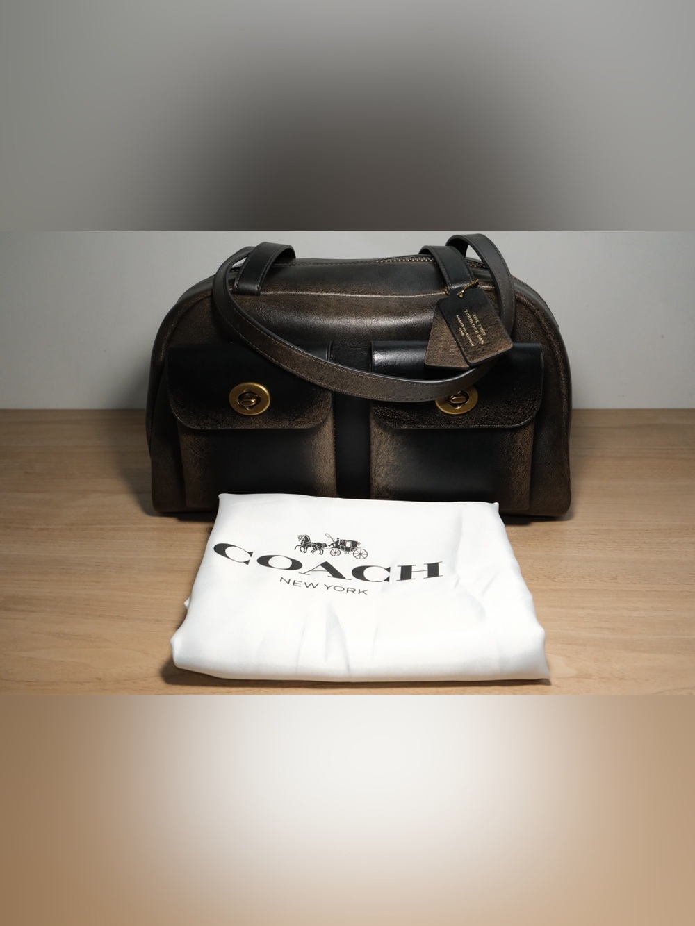 Coach Twin Turnlock Bag In Loved Leather - Picture 15 of 15